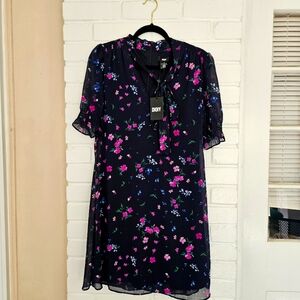 DKNY 🌸👛💕 CUTE DRESS 👗 size 10, floral print, navy & pink